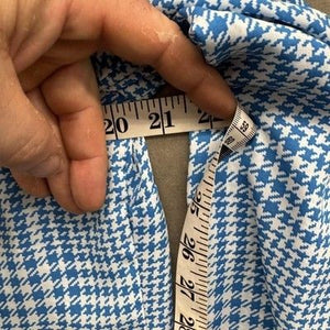 J Crew Shirt Womens 10 Blue White Houndstooth Long Sleeve Ruffle Blouse Top 4