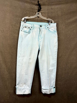 Sky Blue High-Waisted Cropped Jeans with Button Details by Diana Gilman 1