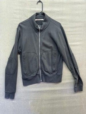 Organic Jacket Womens Small Black Full Zip Elbow Patch Pockets Pre-Owned