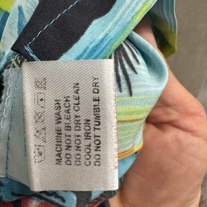 V.H.O Shirt Mens Medium Blue Yellow Hawaiian Floral Print Short Sleeve Summer 4