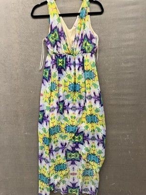 Romeo & Juliet Couture Dress Womens Small Multicolor Maxi Sleeveless V Neck USA 2