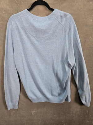 Nordstrom Men's Shop Light Blue Cotton Cashmere V-Neck Sweater Size L 3