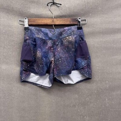 Athleta Girl Record Breaker 3" Shorts Girls Small 7 Running Pocket Galaxy Print