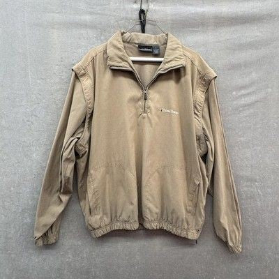 Antigua Pullover Jacket Mens Large Tan Quarter Zip Mesh Lined Doral Tesoro Golf
