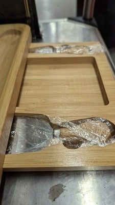 Bamboo Cheese Board and Knife Gift Set, Charcuterie Tray Wood Cutting Board 3