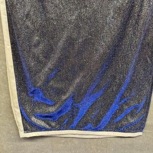 12tweln Skirt Womens Large Blue Black Metallic Glitter Velvet Midi Lined Slit 2