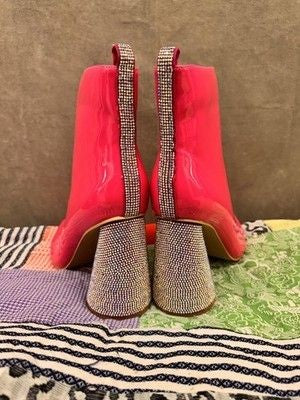 Cape Robbin Boots Womens Size 6 Pink Patent Biba Rhinestone Heel Ankle Shoes 2