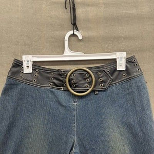 Vintage Joe Boxer Jeans Womens 15 Blue Belted Flare Y2K Grommet 2000s New Tags 3