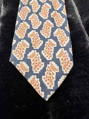 Vintage A L Brown Tie Mens Silk Necktie Geometric Made In Italy 50s 1950s