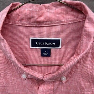 Club Room Shirt Mens Large Pink Short Sleeve Button Up Pocket Pre-Owned Good Con 1