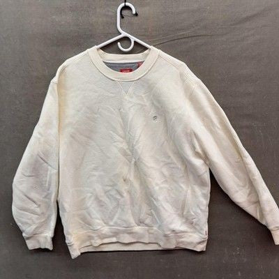 IZOD Sweatshirt Mens Extra Large Off White Crewneck Pullover Embroidered Logo