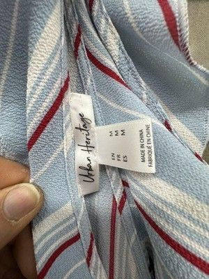 Urban Heritage Womens Jumpsuit Medium Striped Sleeveless Ruffle Tie Waist Pre-Ow 2