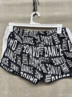 Dance Shorts Womens Medium Black White Sport Active Running Brief Liner Graphic 4
