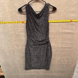 Vince Camuto Dress Womens 6 Black Metallic Cowl Neck Mini Cocktail VC6M3340 5