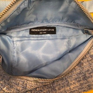 Generation Love Light Blue Tweed Fanny Pack Belt Bag Silver Hardware Pre-Owned E 5