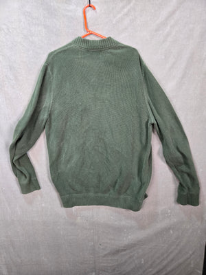 Eddie Bauer Men's Olive Green Henley Sweater Ribbed Cotton Pullover Size XL 3