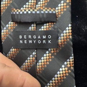 Bergamo New York Tie Mens Classic Silk Necktie Checkered Striped Workwear 3
