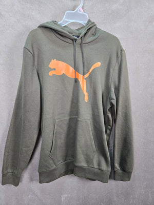 Puma Men's Olive Green Big Logo Pullover Hoodie Sweatshirt Size M 1