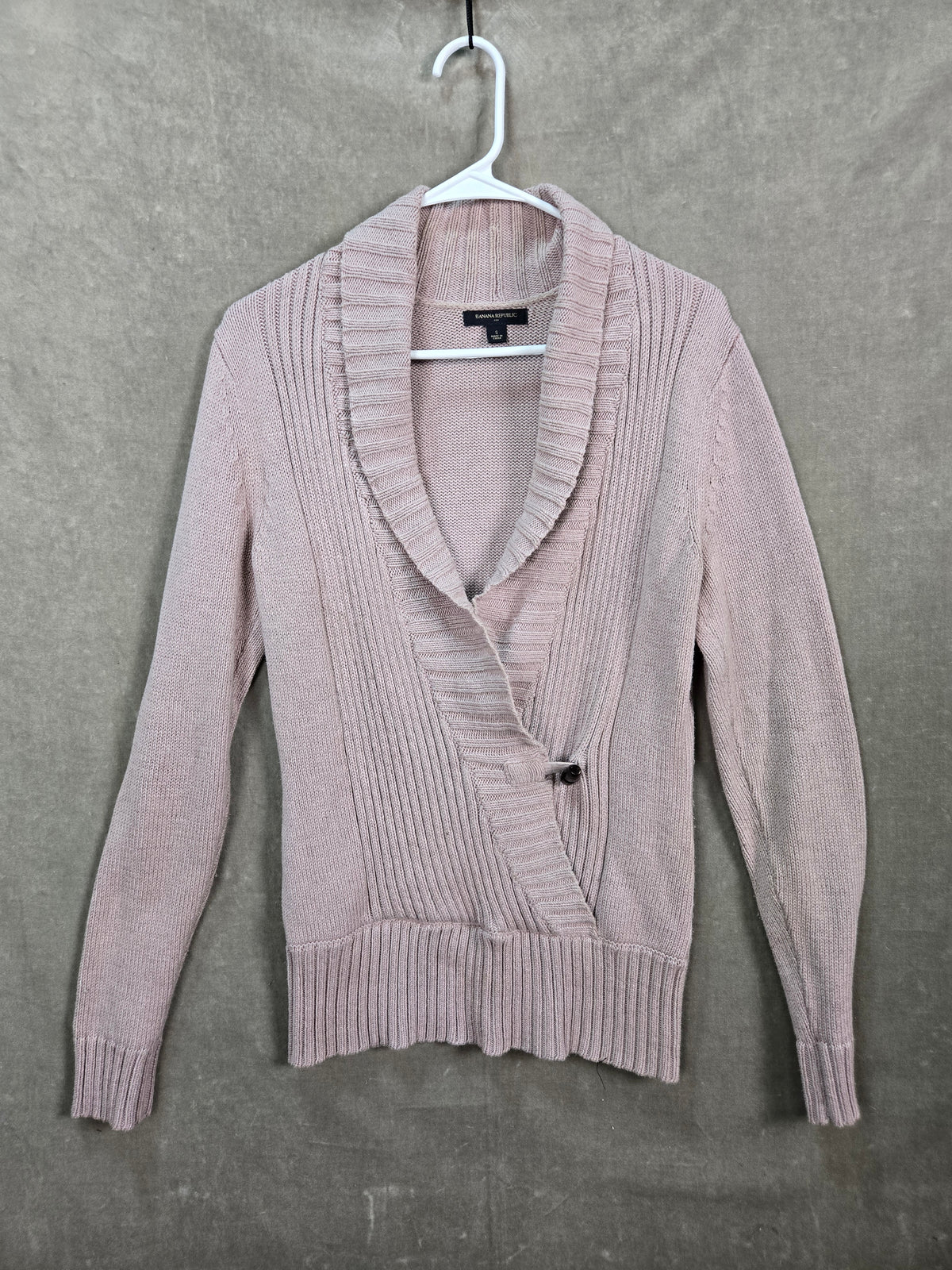 Banana Republic Women's Light Pink Shawl Collar Wrap Cardigan Sweater S