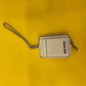 Steve Madden Cream Pebbled Faux Leather Zip Around Wristlet Wallet Card Holder 4