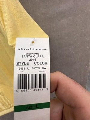Alfred Dunner Sweater Womens Large Yellow Santa Clara Short Sleeve Pointelle 3