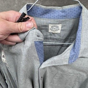 WRK Shirt Mens XL Gray Blue Contrast Collar Long Sleeve Button Up Casual Pocket 4