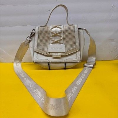 Steve Madden BVALOR Cream Lace Up Mesh Crossbody Bag Logo Strap Athleisure
