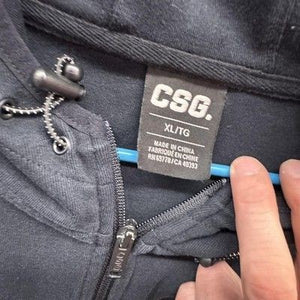 CSG Hoodie Mens XL Black Full Zip Chest Pocket Drawstring Fleece Cotton Blend Pr 3