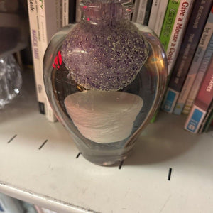 Jean Claude Novaro Vase Decanter w/ Stopper Hand Signed 9 1/4" Mint Blown Glass 5