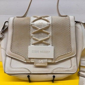 Steve Madden BVALOR Cream Lace Up Mesh Crossbody Bag Logo Strap Athleisure 5