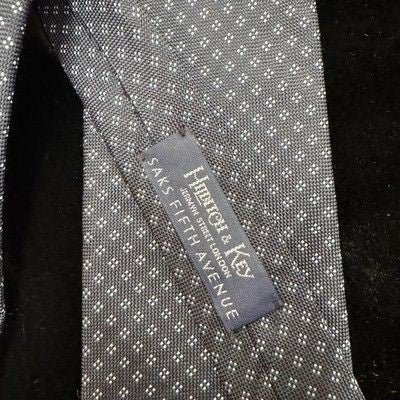 Herbert Johnson Key Tie Silk Necktie Mens Classic Geometric Print Saks Fifth Ave