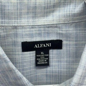 Alfani Shirt Mens XL Blue Short Sleeve Button Up Casual Pocket Plaid Lightweight 2