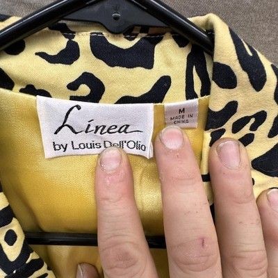 Linea by Louis Dell'Olio Blazer Womens Medium Leopard 3/4 Sleeve Two Button