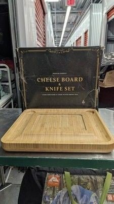 Bamboo Cheese Board and Knife Gift Set, Charcuterie Tray Wood Cutting Board 1