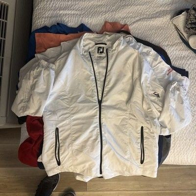 FootJoy Jacket Women Large White Full Zip Windbreaker Lined Hammock Bay Golf