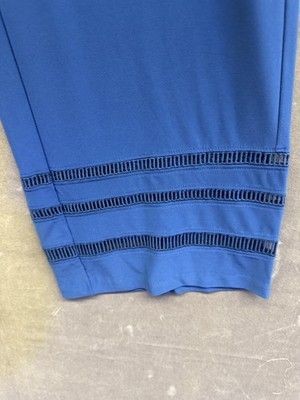 White House Black Market Pants Womens XS Blue Wide Leg Endless Ladder Trim New 3
