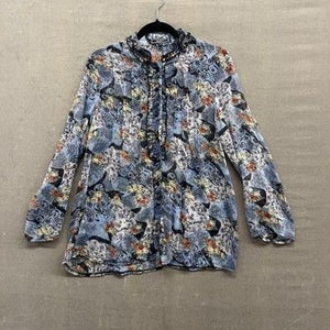 Cache Blouse Womens Large Floral Sheer Ruffle Button Up Long Sleeve Boho Top 2