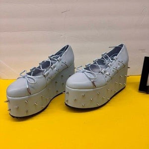 Spiked Platform Creeper Shoes Pastel Blue Silver Studded Lace Up Pre-Owned 5