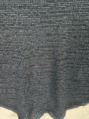 Women's Black Open Knit Boat Neck Long Sleeve Sweater Size M 2