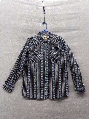 Wrangler Shirt Mens XL Western Pearl Snap Aztec Stripe Long Sleeve Rodeo