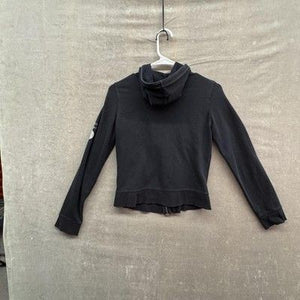 Armani Exchange A|X Hoodie Womens Small Black Full Zip Logo Cropped Sweatshirt 1