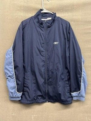 Reebok Jacket Mens Extra Large Navy Blue Full Zip Windbreaker Track Athletic XL 2