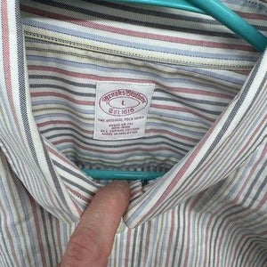 Brooks Brothers Mens Large Striped Button Down Non Iron Dress Shirt Pre-Owned 5