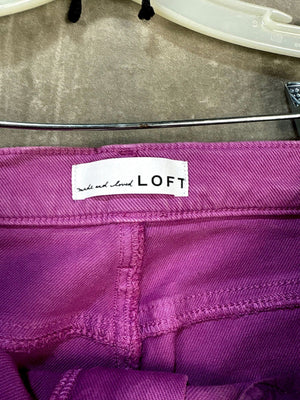 LOFT Women Pants Purple Wide-Leg Denim Size 28 Used Good Condition Frayed Hem 3
