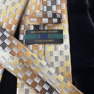 Alexander Julian Colours Tie Mens Geometric Check Woven Polyester Dress Necktie 4