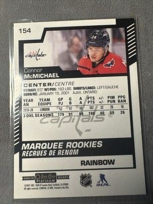 2020-21 O-Pee-Chee Platinum Rainbow Refractor  Connor McMichael #154 1e15 1