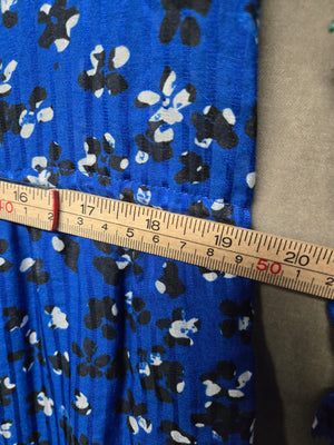 Ulla Johnson Cobalt Blue Floral Tiered Midi Dress Ruffle Tie Neck Size 4 NWT 5