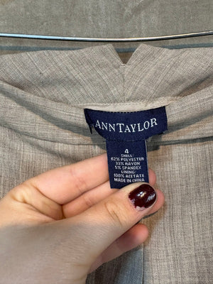 Ann Taylor Dress Pants Beige Check Pattern Size 4 Excellent Used Condition 2