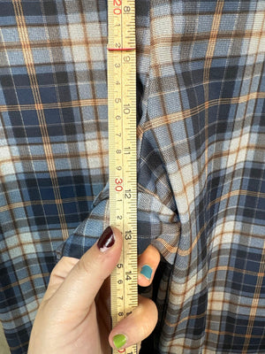 Wide-Leg Pants Women Plaid Navy Blue Tan White Size M Good Condition 4