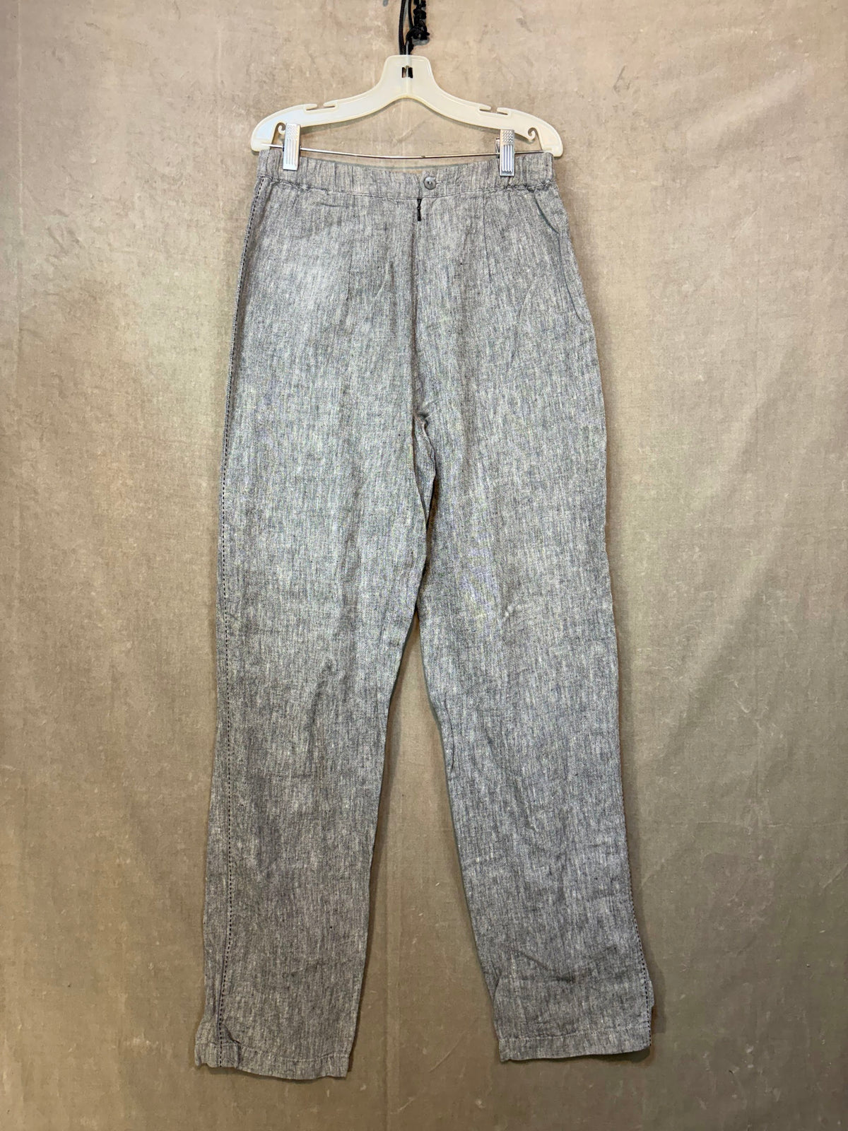 Chico's Design Women Trousers Gray Black Houndstooth Size 0 Good Condition Linen